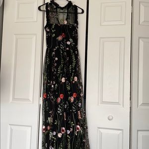 City Studios Juniors Ruffle Trim Embroidered Gown